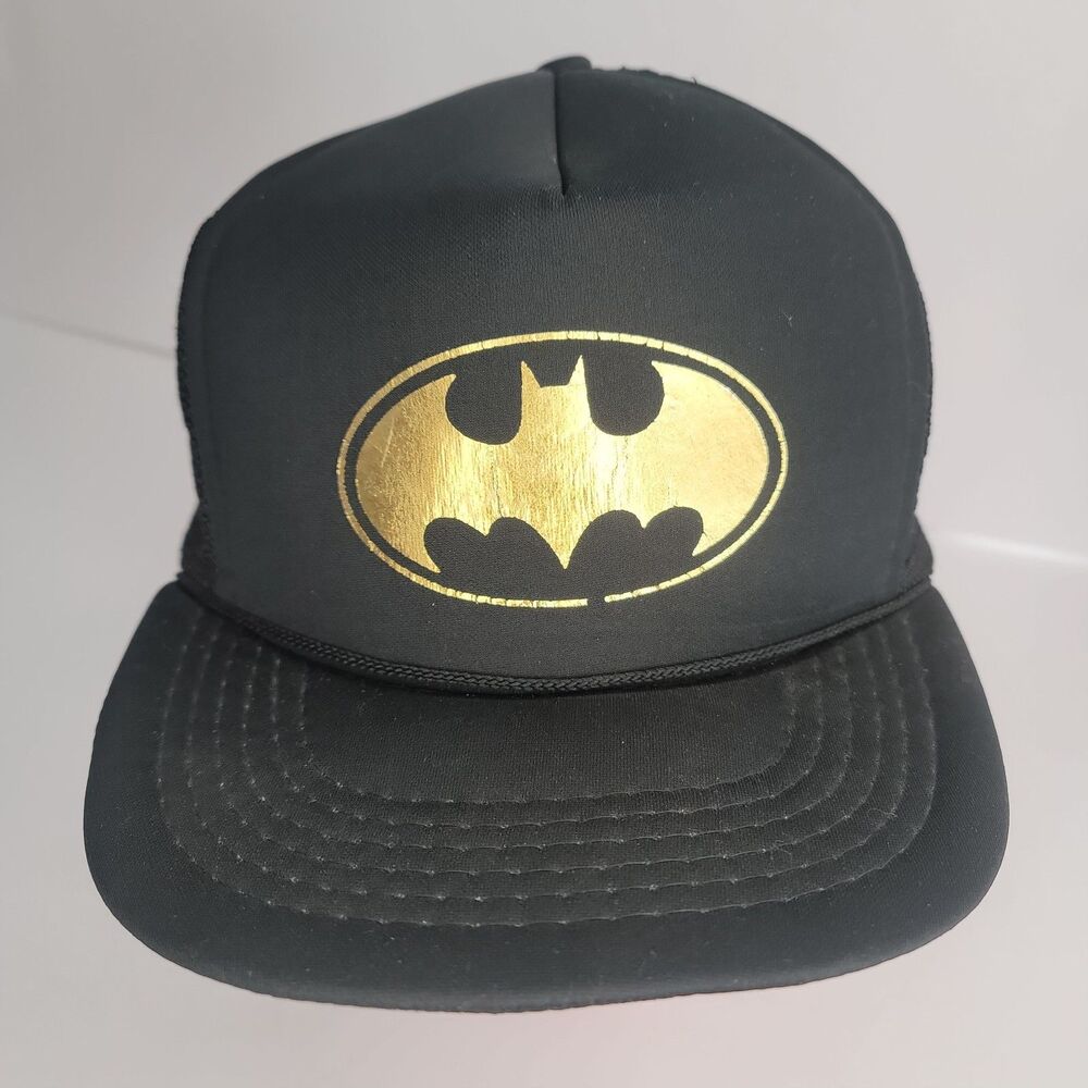 VTG 1989 Batman Snapback Hat DC Comics Foil Logo Mesh Trucker Cap Michael Keaton